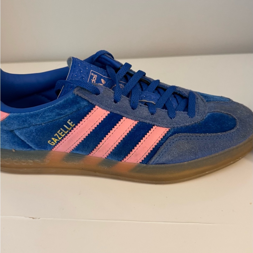 Adidas Gazelle Blue with Pink Stripes